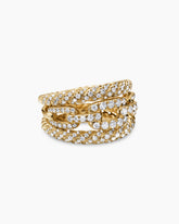 Stax Three Row Ring in 18K Yellow Gold with Diamonds, 14mm